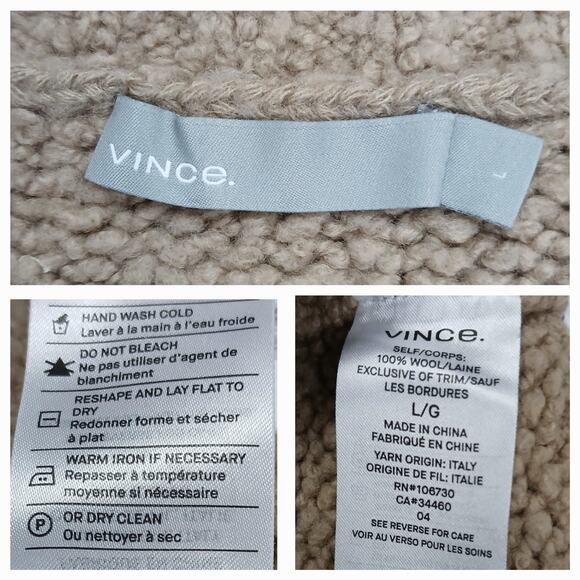 Vince Women's SZ L Saddle Sleeve Pullover Italian Wool Color: Soil $425 - Picture 10 of 10